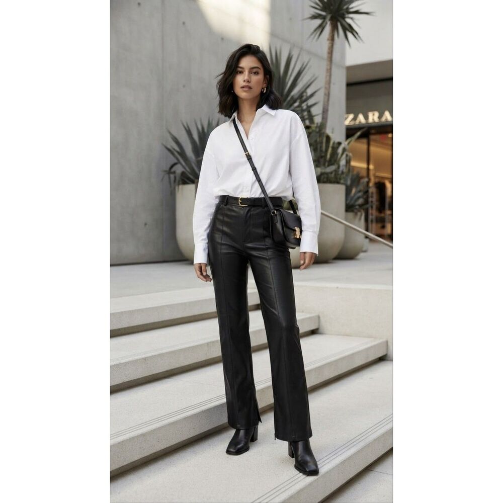 Zara Faux Leather Pants Ankle Zip XS